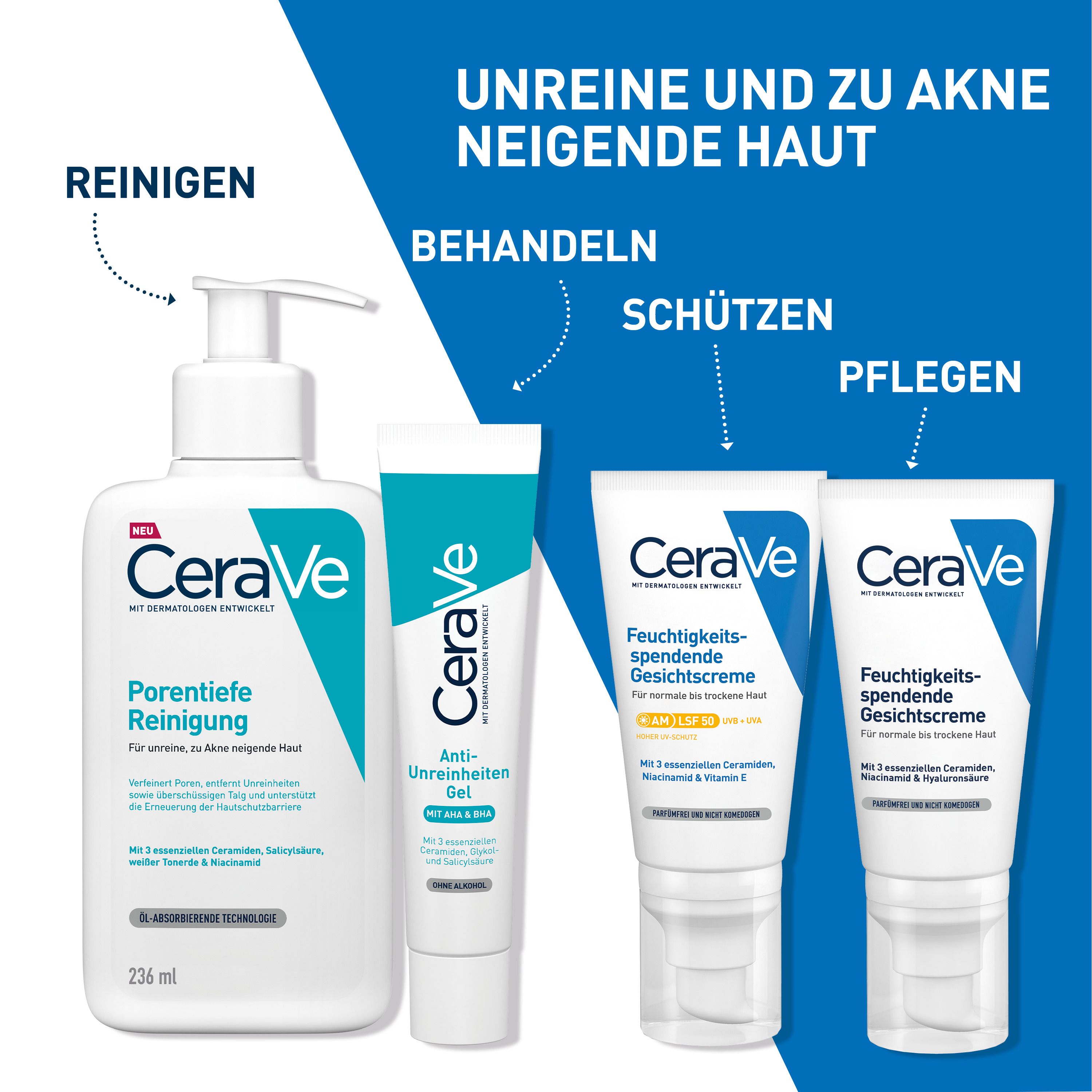 CeraVe Anti-Unreinheiten Gel: Klärende Pflege für unreine, zu Akne neigende Haut. Mit Peelingeffekt durch Glykolsäure und Salicylsäure