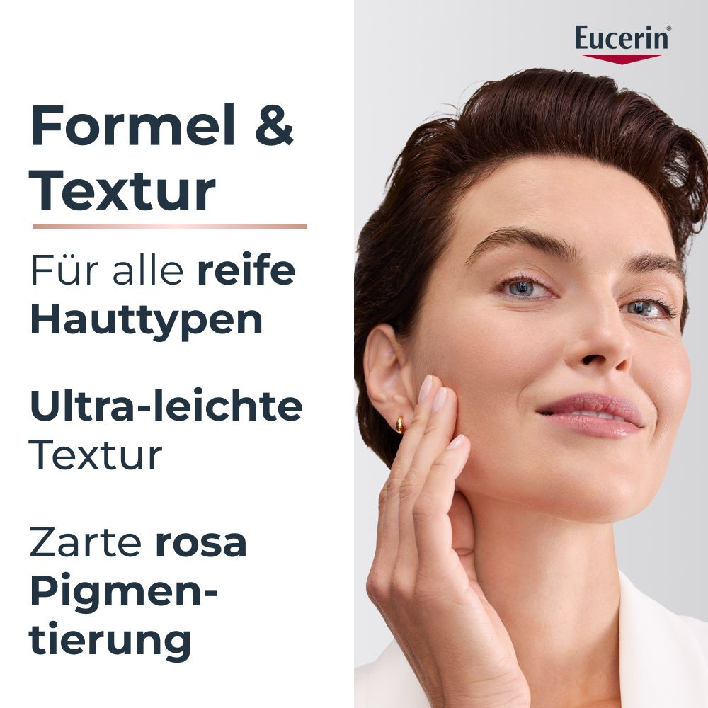Crème de jour Eucerin Hyaluron-Filler + Elasticity Rosé en pot de verre avec couvercle doré.