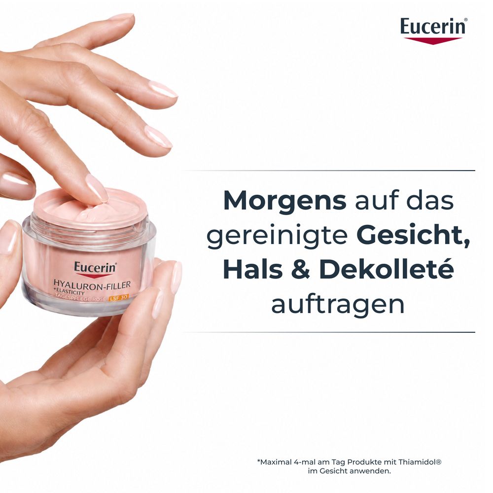 Formule & Texture: Eucerin Hyaluron-Filler + Elasticity Rosé est ultra-légère avec une légère pigmentation rose.