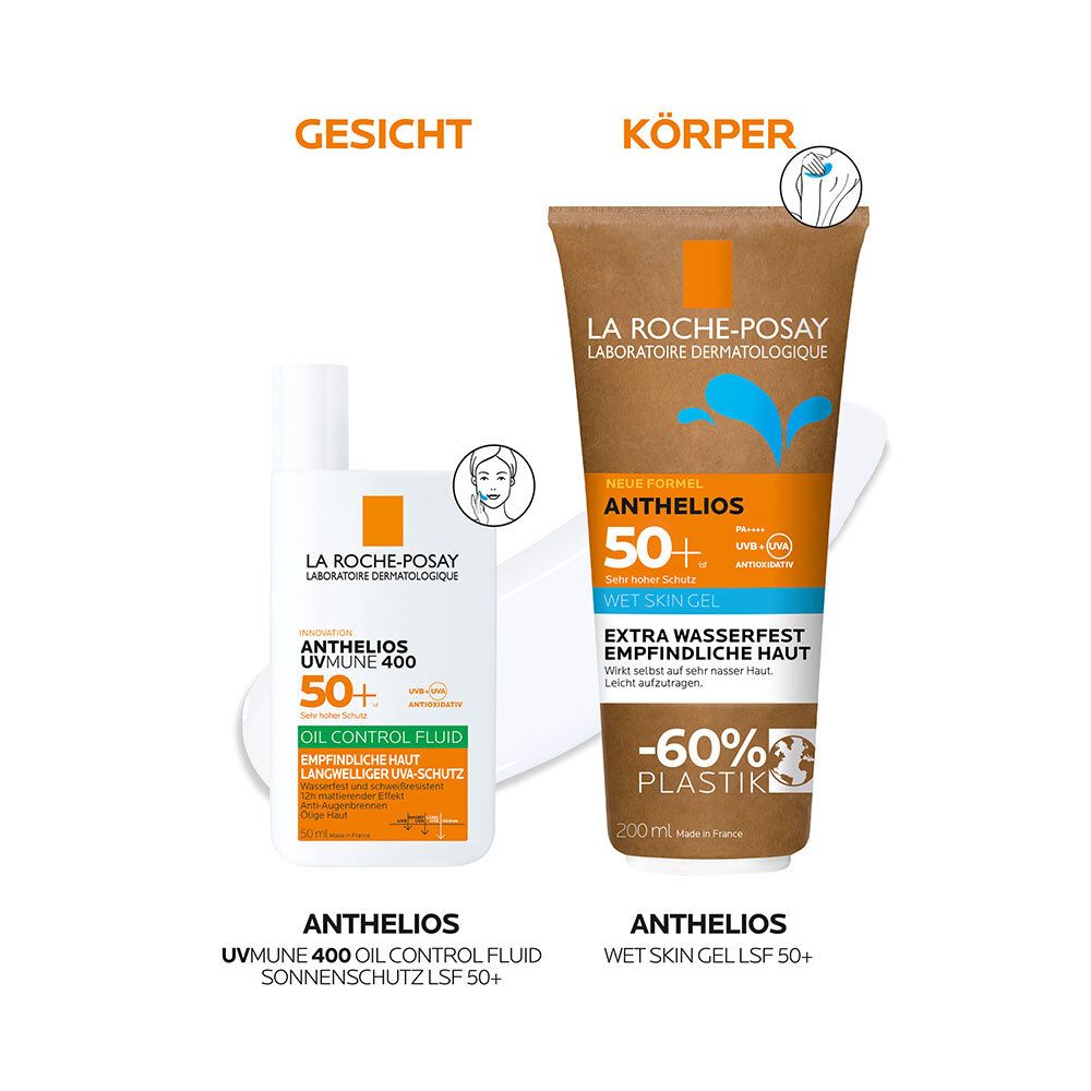 La Roche Posay Anthelios UVMUNE 400 Oil Control Fluid Sonnenschutz für empfindliche Haut mit sehr hohem UV-Schutz LSF 50+. Für ölige Haut geeignet