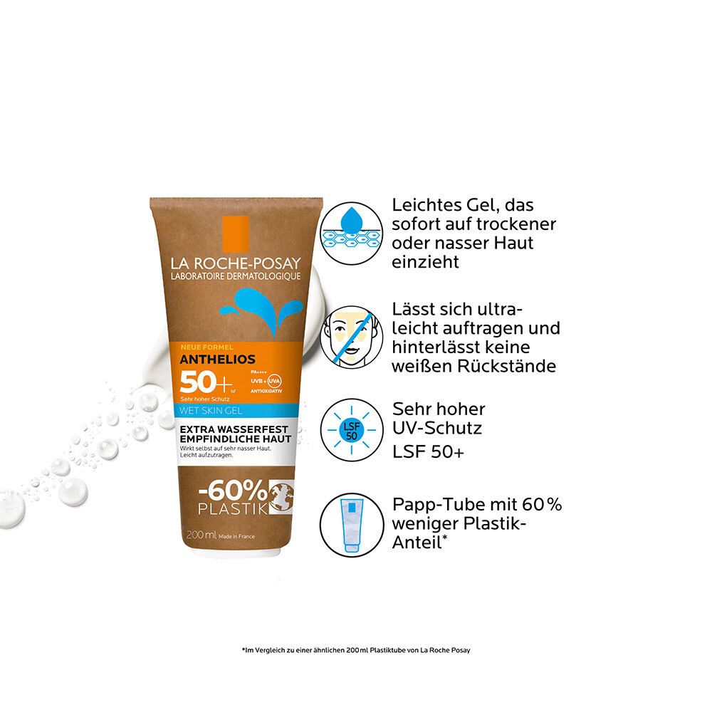 La Roche Posay Anthelios Wet Skin Gel LSF 50+: Wasserfester Sonnenschutz für empfindliche und zu Sonnenallergie neigende Haut