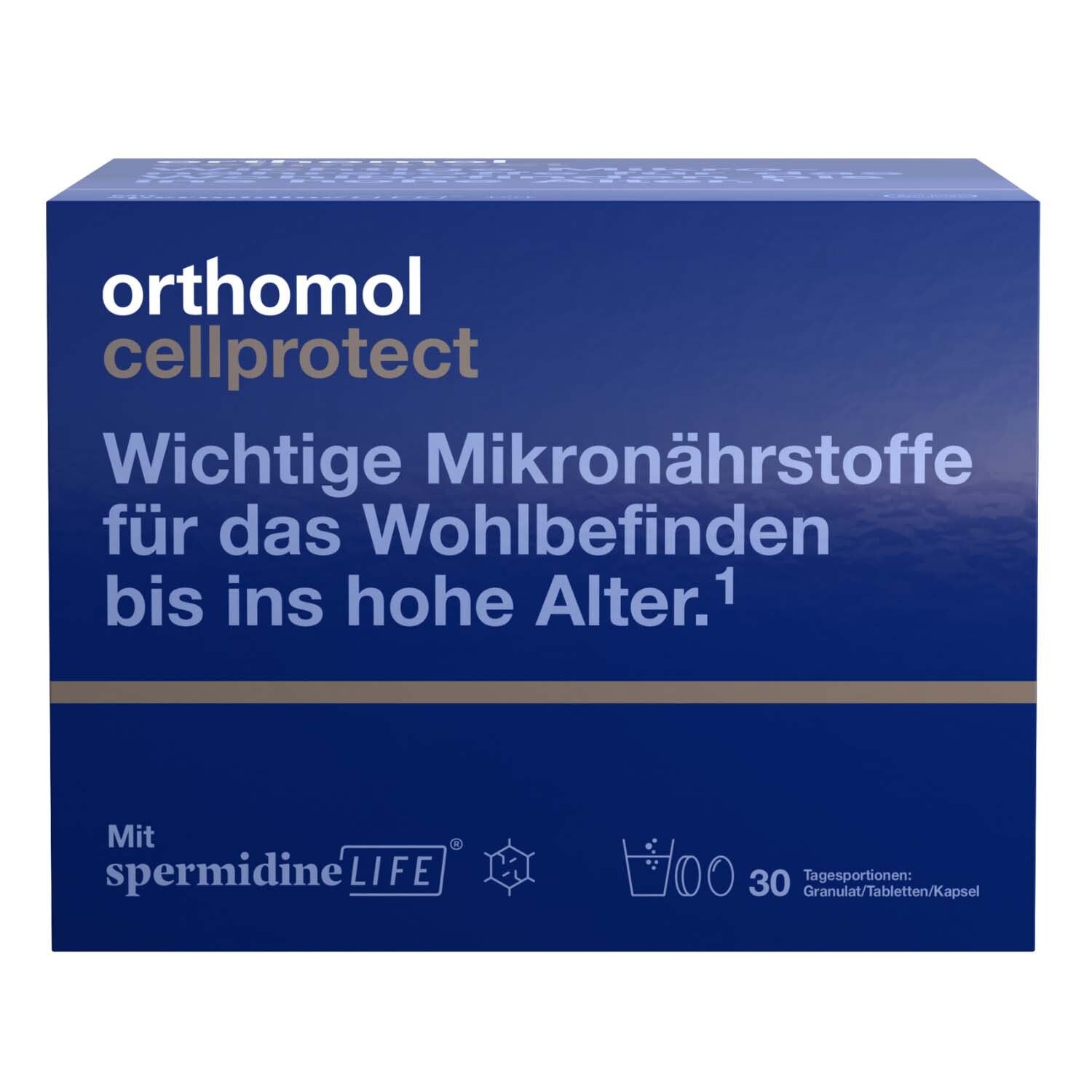 Orthomol Cellprotect Contient des micronutriments importants. Avec spermidine.