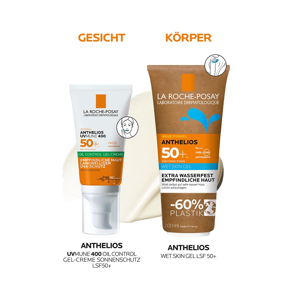 La Roche Posay Anthelios UV Mune 400 Oil Control Gel-Creme Sonnengel mit LSF50+ für sehr hohen Schutz vor UVA- und UVB-Strahlen, für ölige Haut