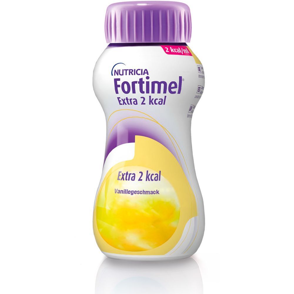 Fortimel Trinknahrung für Ernährungstherapie Vanille Extra 2 kcal | Pack mit 4 Flaschen zu je 200ml | Hochkalorisch und eiweißreich