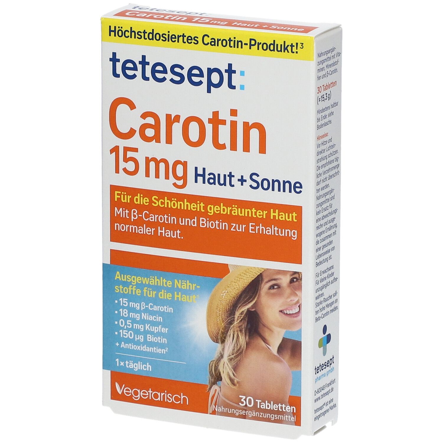 TETESEPT: Carotène 15mg + peau & soleil