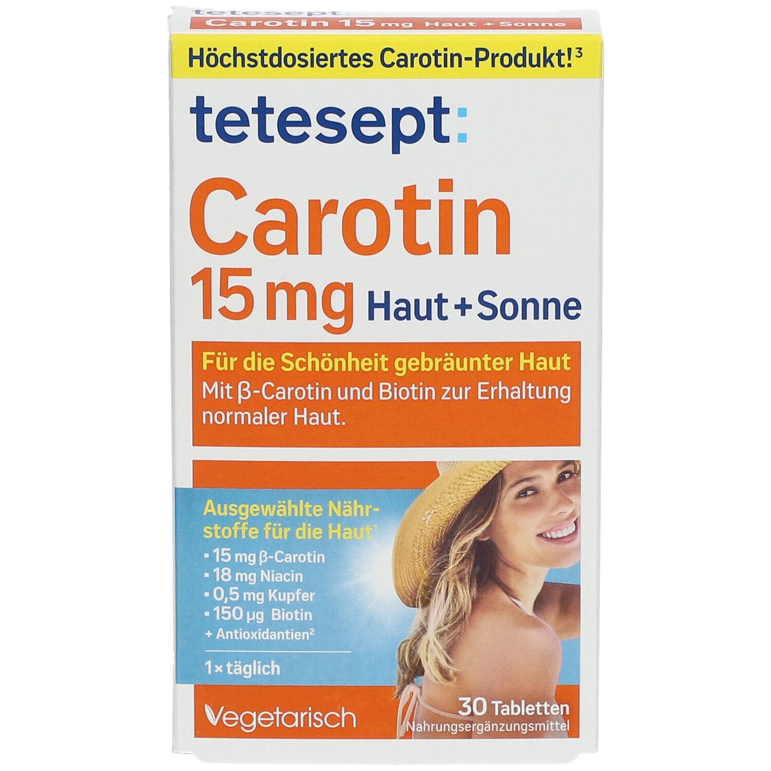 TETESEPT: Carotène 15mg + peau & soleil