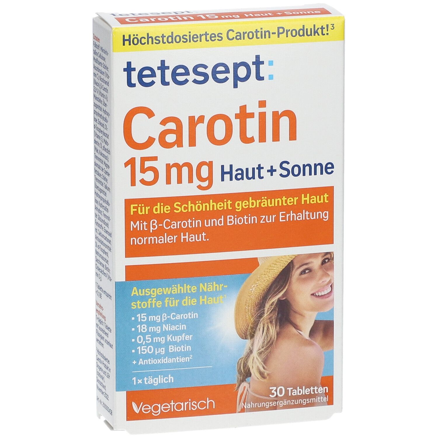 TETESEPT: Carotène 15mg + peau & soleil