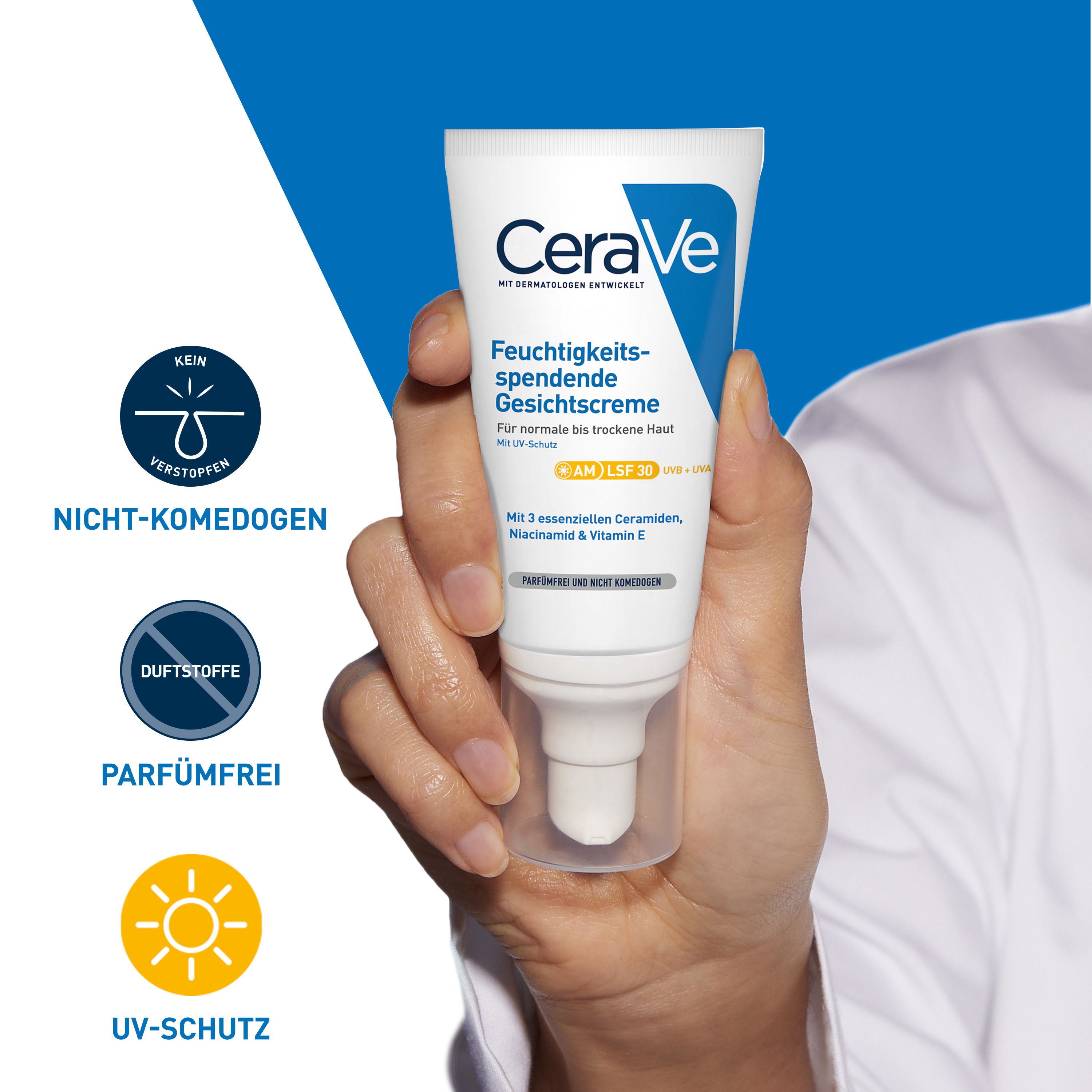 CeraVe Crème hydratante pour le visage avec FPS 30 - pour peaux normales à sèches