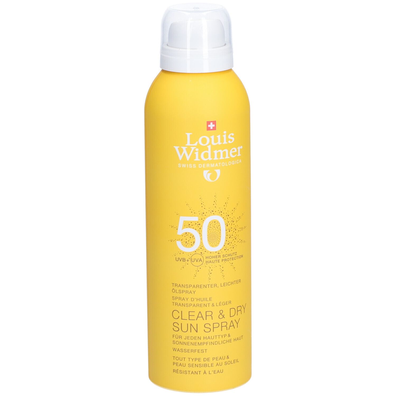 LOUIS WIDMER Clear & Dry Spray d'huile transparent & Léger Solaire SPF 50