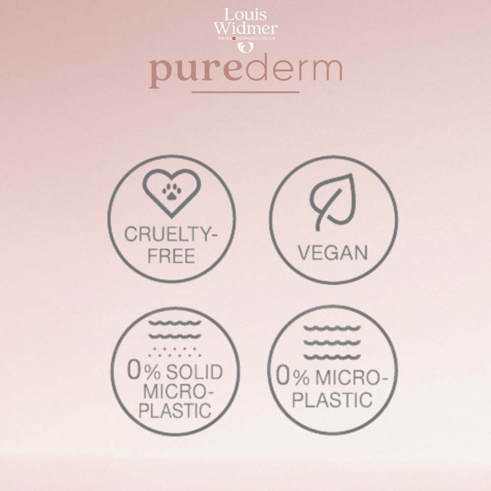 Symboles : Sans cruauté, Vegan, 0% microplastique. Texte : 0% microplastique.