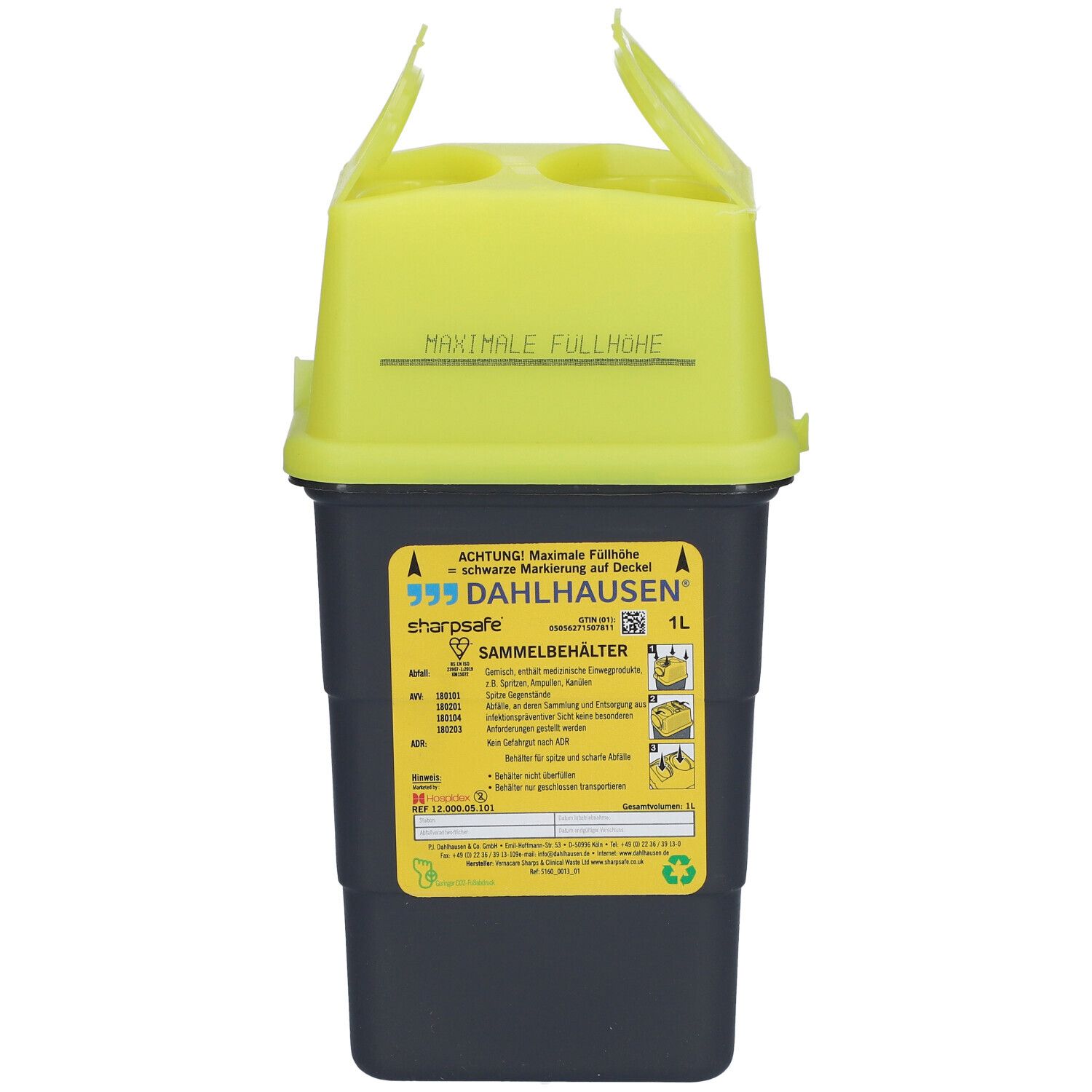 Sharpsafe® 1L green, Abwurfbehälter/Kanülensammler