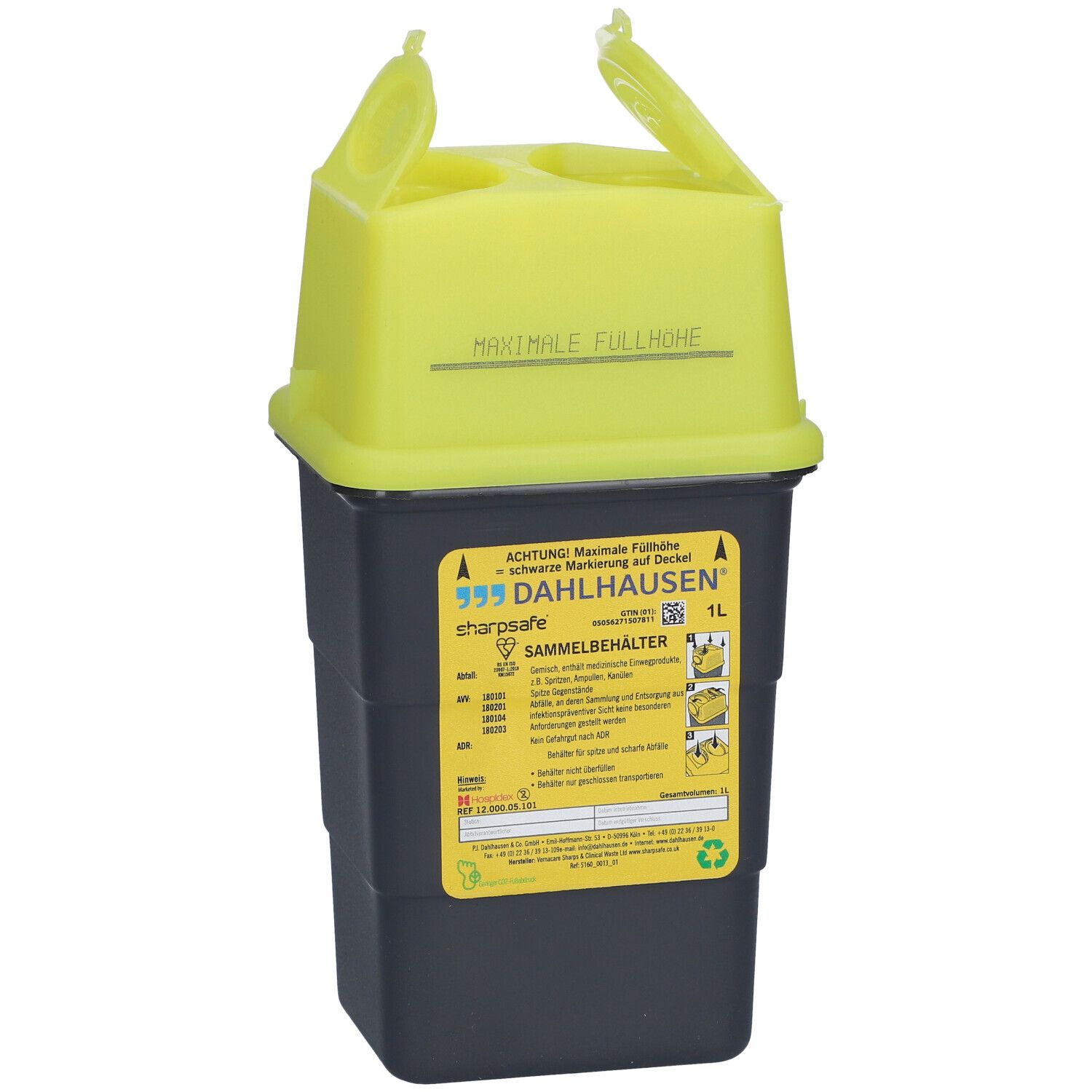 Sharpsafe® 1L green, Abwurfbehälter/Kanülensammler