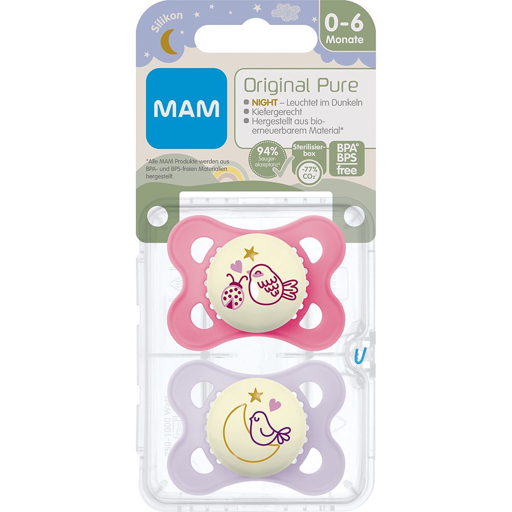 2 Sucettes MAM PURE personnalisées, 0-6 mois