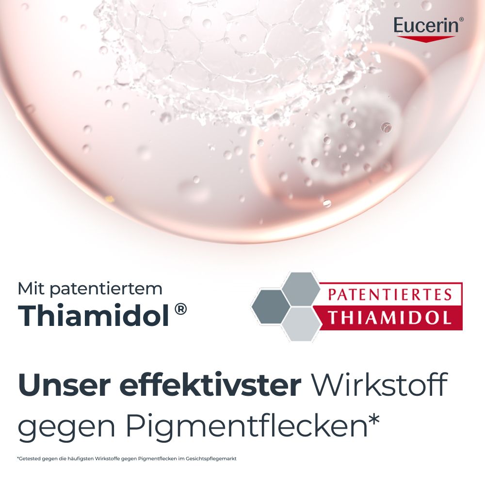 Eucerin: Mit patentiertem Thiamidol, effektiv gegen Pigmentflecken.