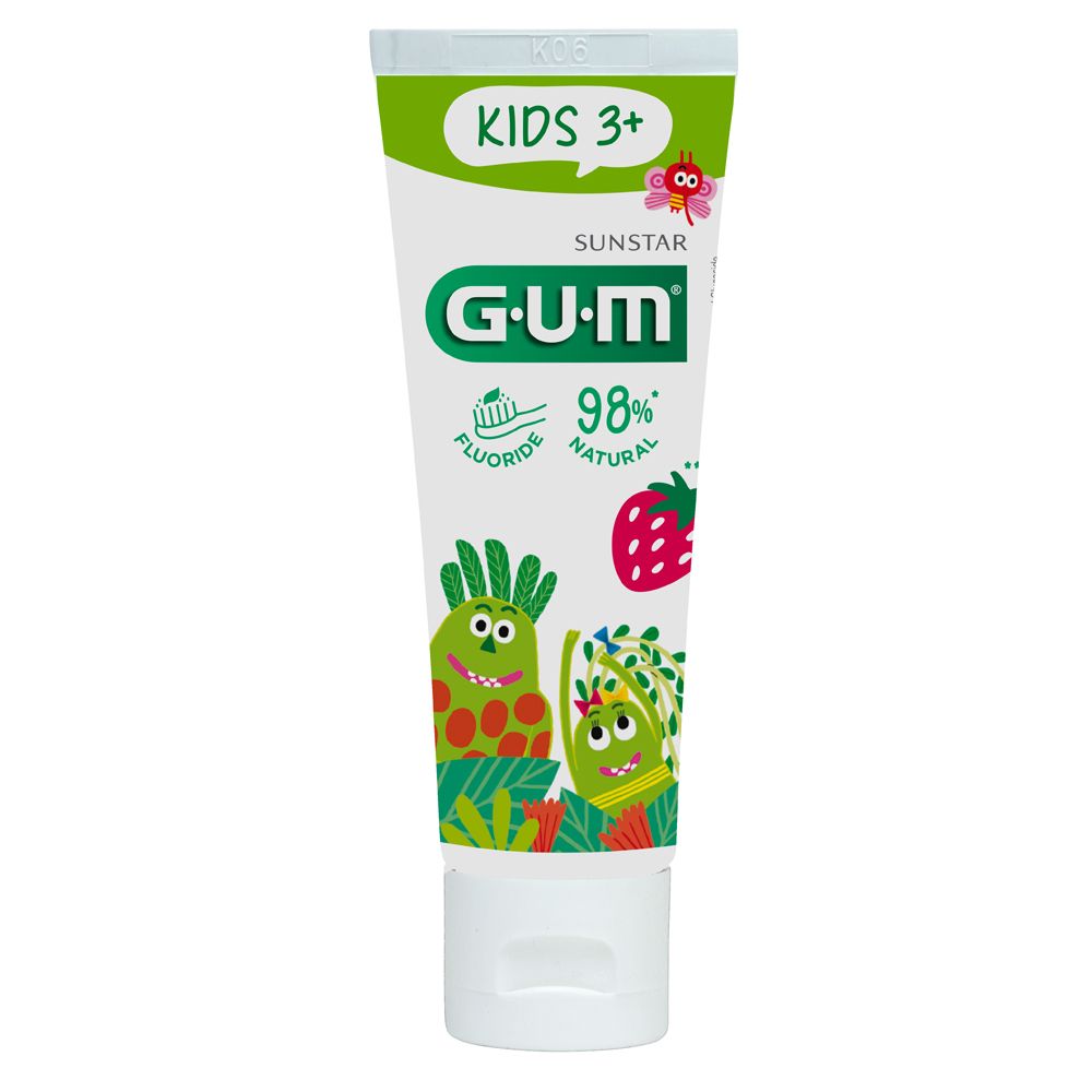 GUM Kids Zahnpasta-Tube mit kindgerechtem Design, 98% natürlich, für Kinder ab 3 Jahren.