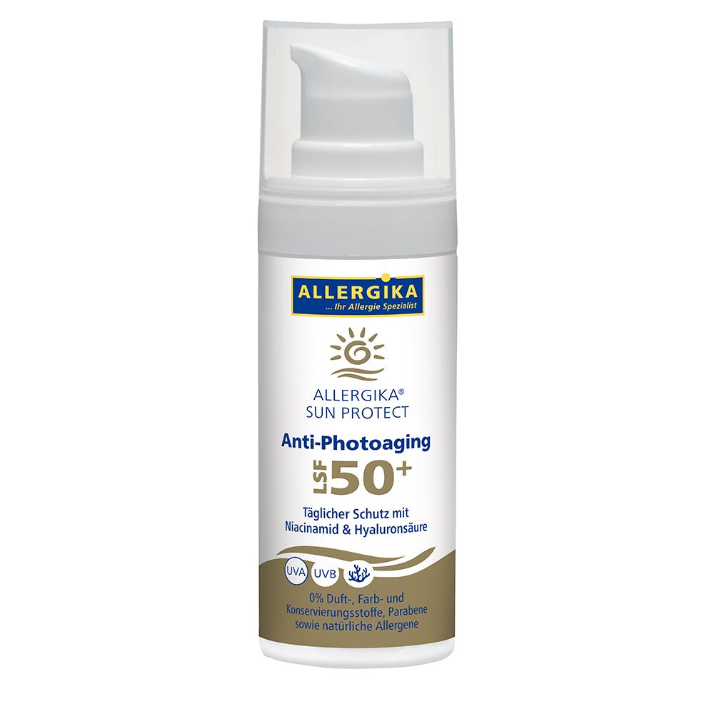ALLERGIKA® SUN PROTECT Anti-Photo-Aging SPF 50+ - Protection solaire à usage quotidien, très haute protection contre le vieillissement prématuré de la peau pour les peaux sensibles et sèches