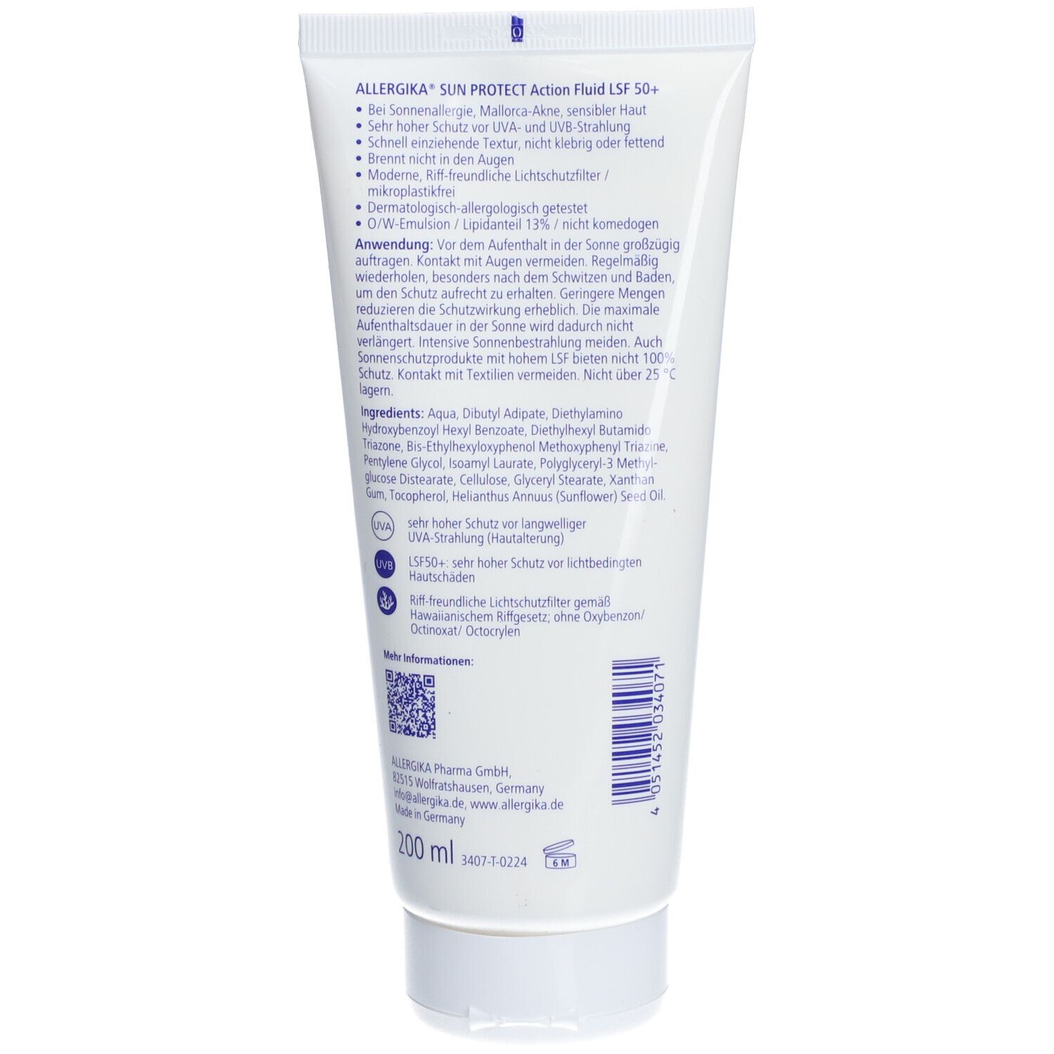 ALLERGIKA® SUN PROTECT Action Fluid SPF 50+ - Sonnenschutz mit sehr hohem Schutz zur Vorbeugung von Sonnenallergie, Mallorca-Akne