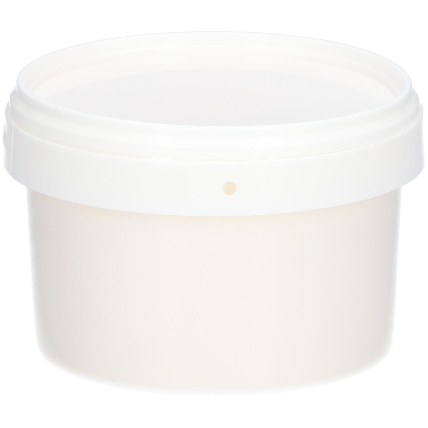 Seau blanc avec couvercle. Le seau est vide.
