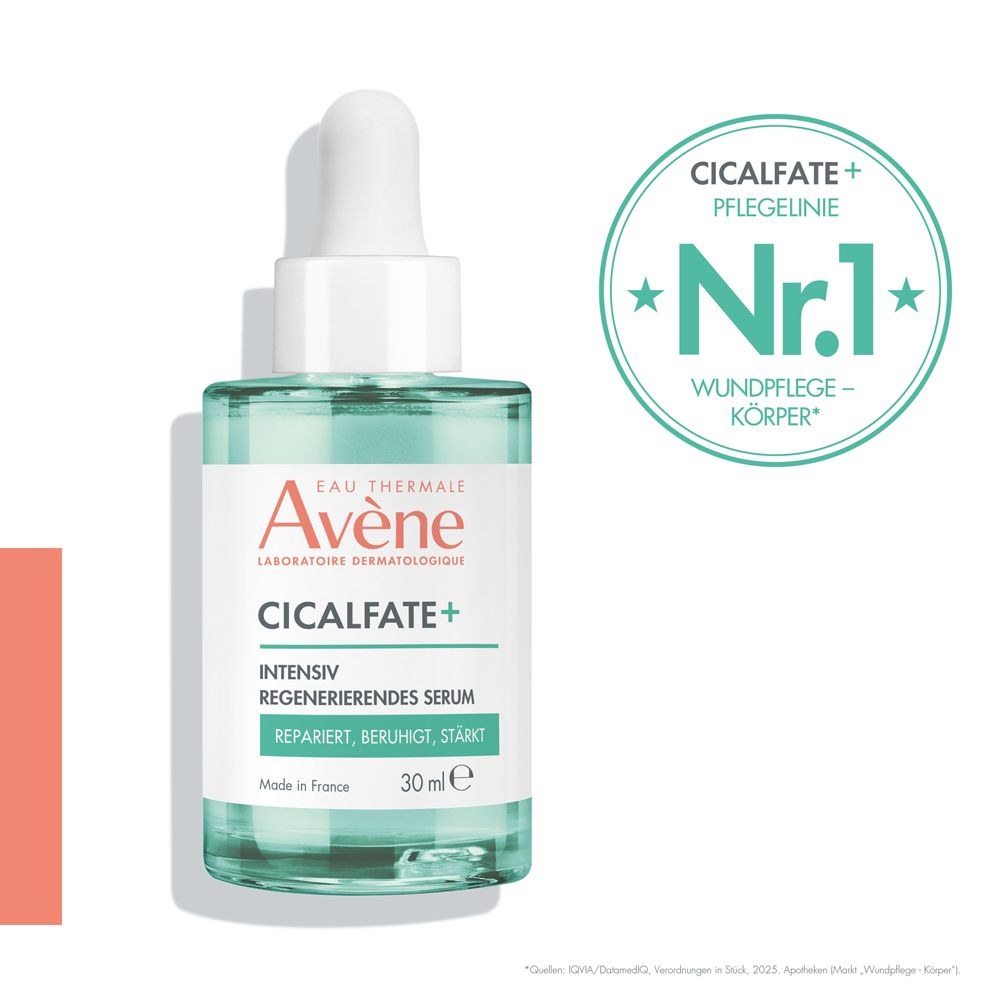 Avène Cicalfate+ Serum: Nr. 1 Wundpflege Körper. Glasflasche mit Pipette.