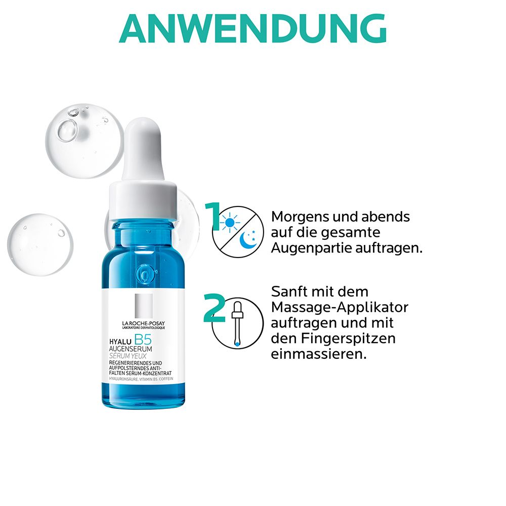 LA ROCHE-POSAY Hyalu B5 Sérum contour des yeux : Sérum anti-âge régénérant et repulpant pour les yeux sensibles