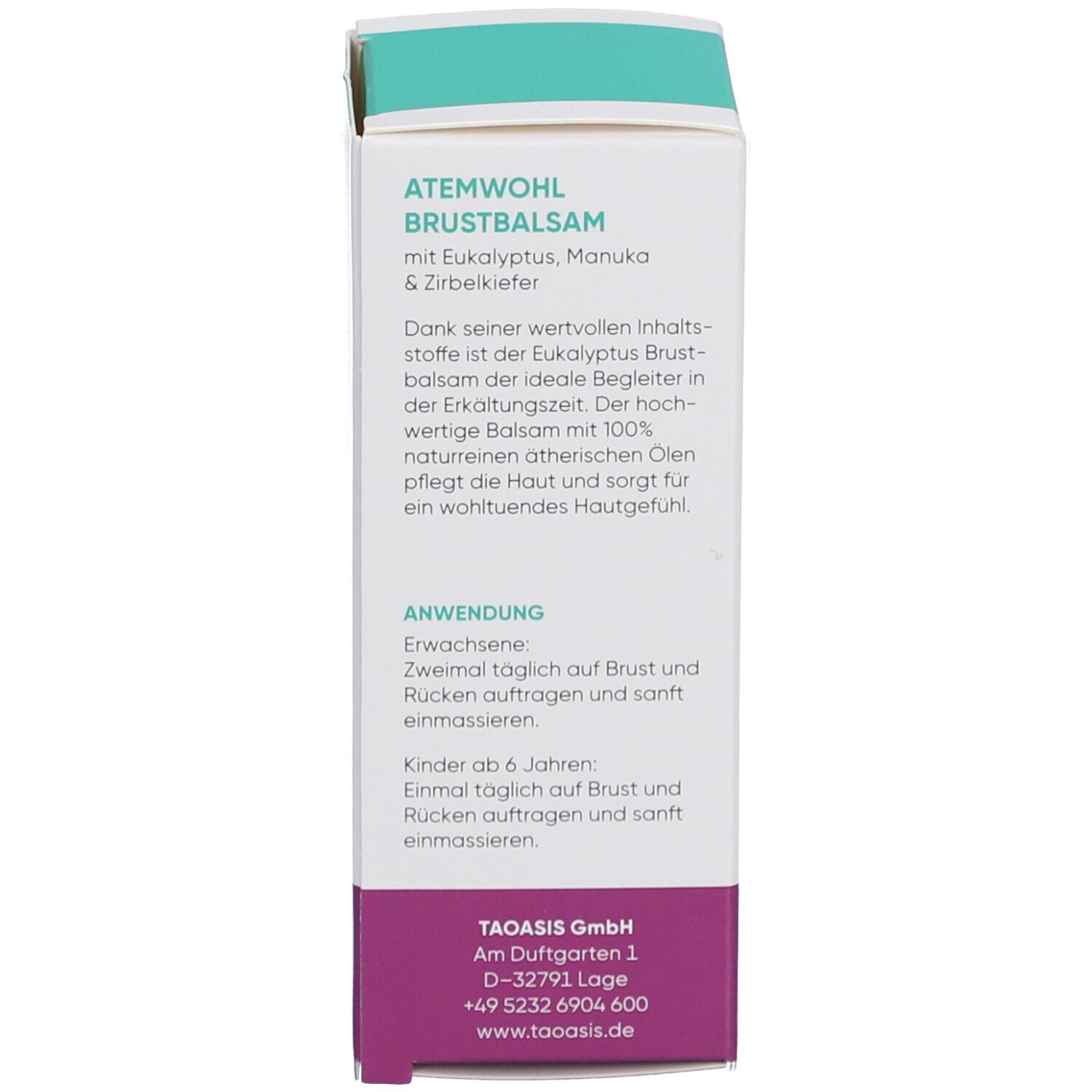 TAOASIS Bien-être respiratoire Baume pour la poitrine à l'eucalyptus