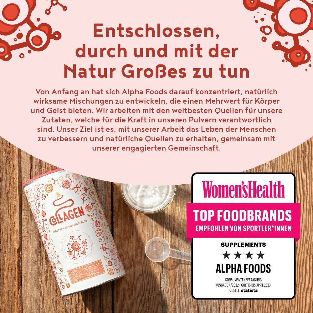 ALPHA FOODS Kollagen Hyaluronsäure + Elastin bioaktiv Pulver