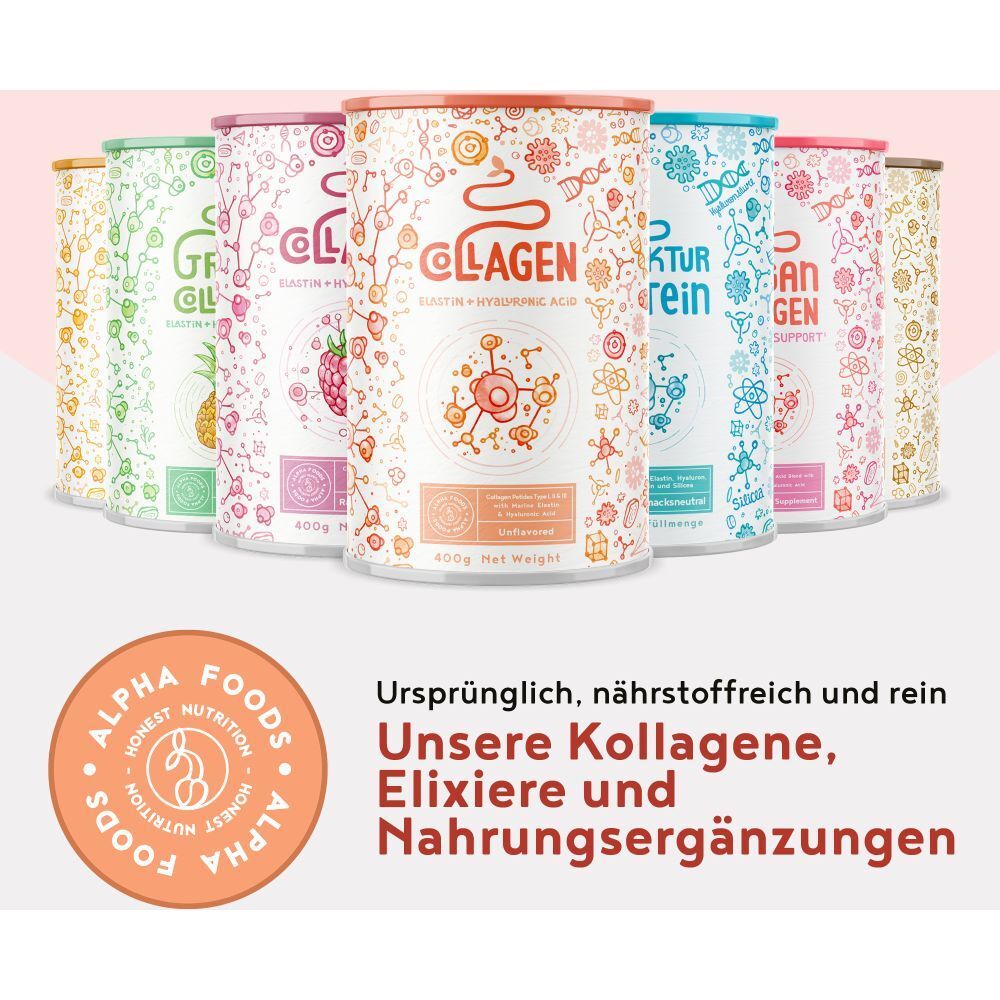 ALPHA FOODS Kollagen Hyaluronsäure + Elastin bioaktiv Pulver