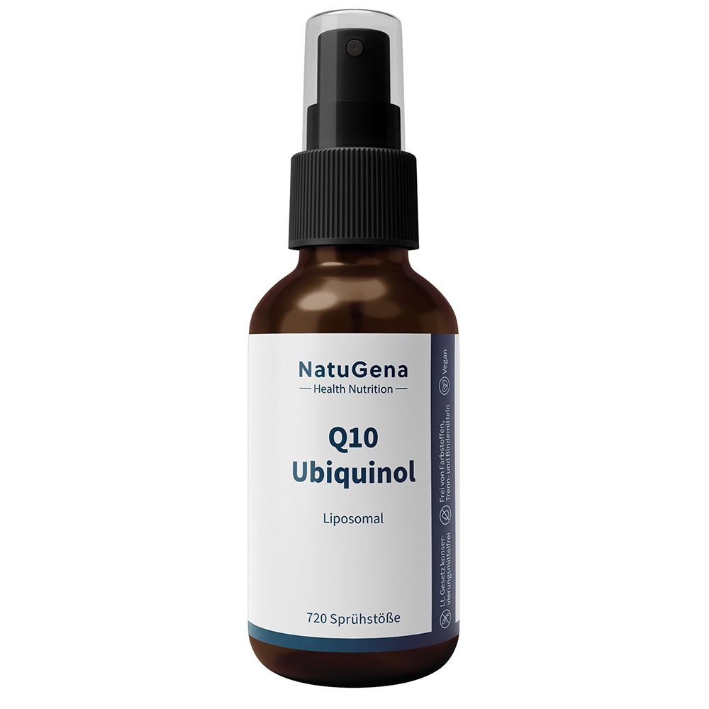 Flacon spray brun avec Q10 Ubiquinol Liposomal, 720 pulvérisations.