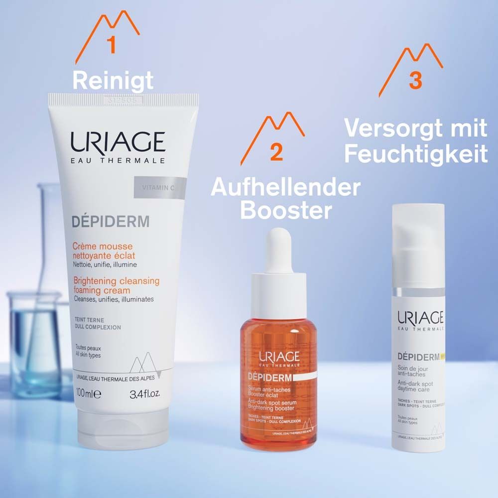 Infographie avec texte: Développé par des dermatologues, peau sensible, sans parfum, non comédogène, protection UV.