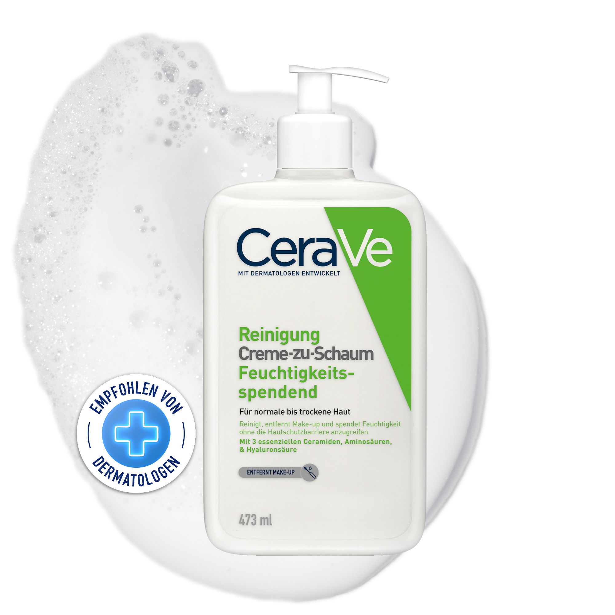 CERAVE crème à mousse nettoyante pour peaux normales à sèches, nettoyant visage & démaquillant, avec 3 céramides essentielles & hyaluron