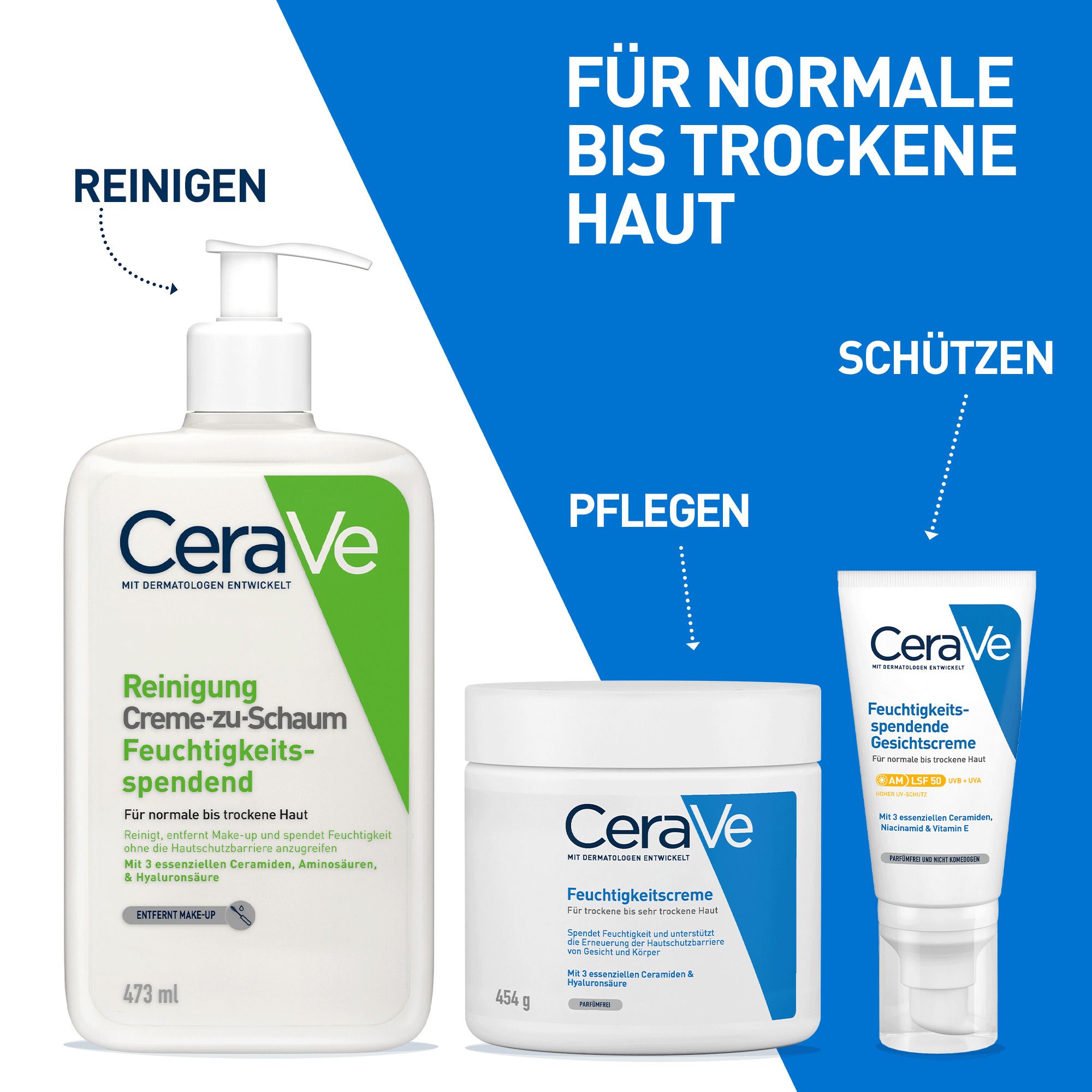 CERAVE crème à mousse nettoyante pour peaux normales à sèches, nettoyant visage & démaquillant, avec 3 céramides essentielles & hyaluron