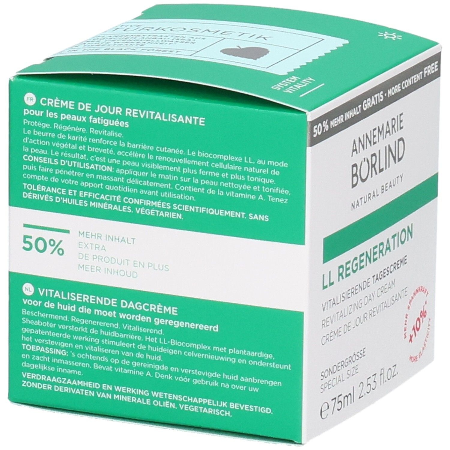Annemarie Börlind LL Regeneration Tagescreme, 75ml Sondergröße. Vitalisierende Tagescreme mit +10% mehr Elastizität.