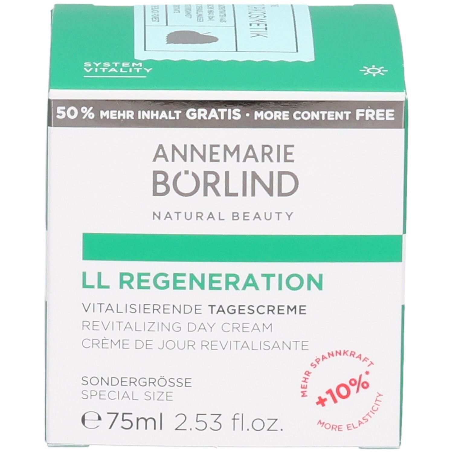 Annemarie Börlind LL Regeneration Tagescreme, 75ml Sondergröße. Vitalisierende Tagescreme mit +10% mehr Elastizität.