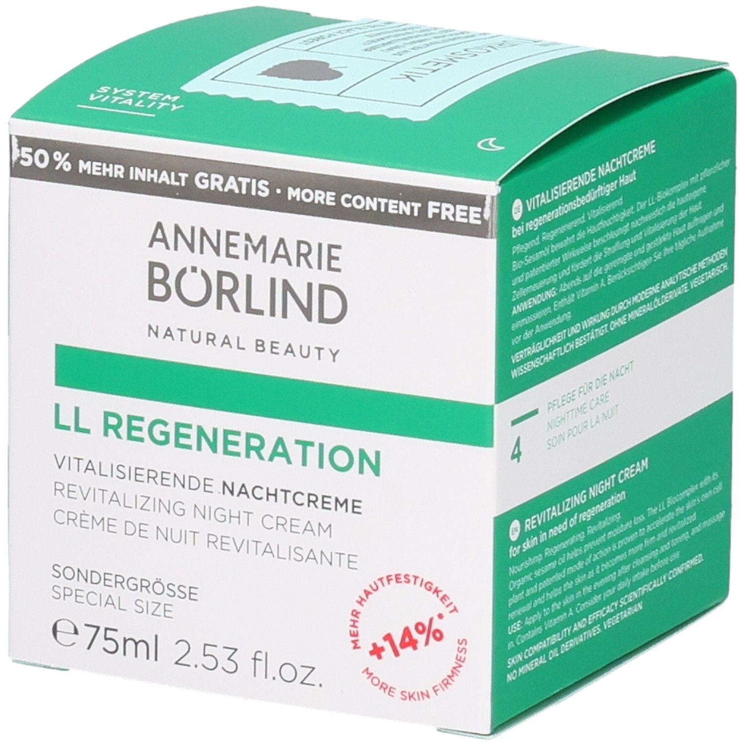 Verpackung Annemarie Börlind LL Regeneration Nachtcreme, 75ml.