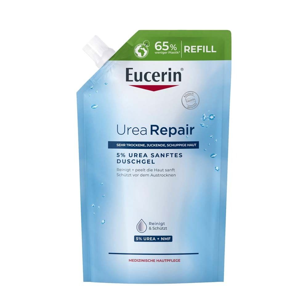 Eucerin UreaRepair 5% Urea Gel douche doux recharge avec bec verseur.