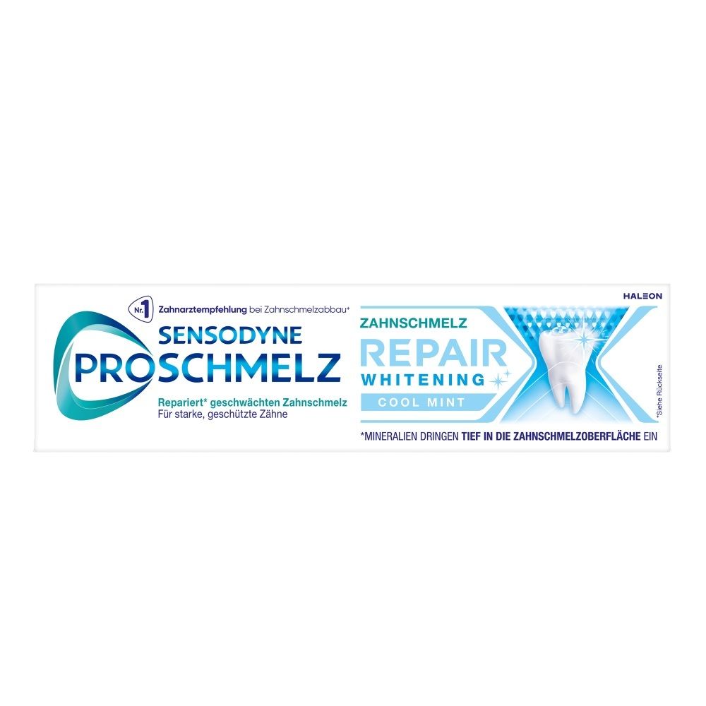 Sensodyne ProSchmelz Repair Whitening+ Cool Mint Zahnpasta Tube.