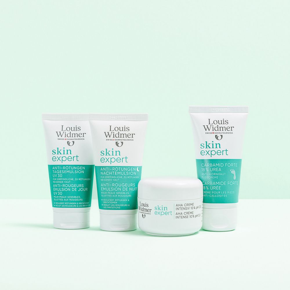 Louis Widmer Skin Expert Set de produits avec émulsion jour et nuit.