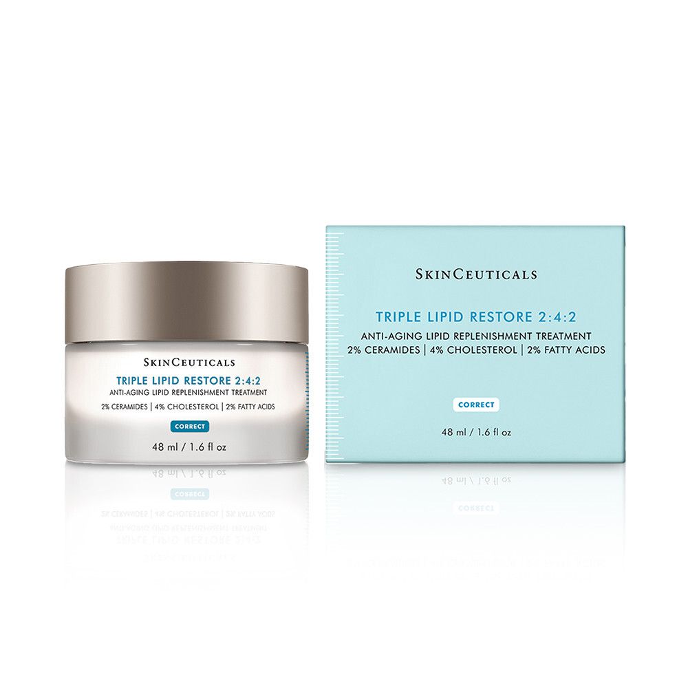 Pot de crème et boîte SkinCeuticals TRIPLE LIPID RESTORE 2:4:2. Inscription : 48 ml / 1.6 fl oz.