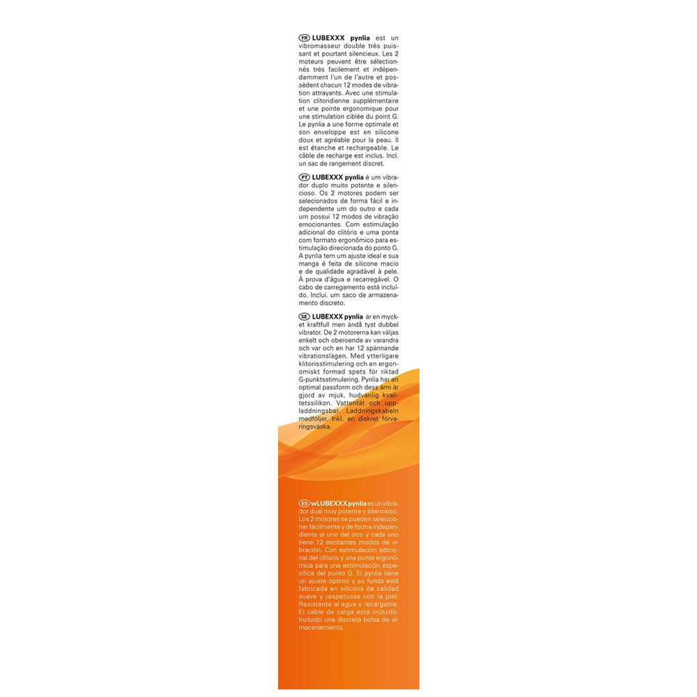 Emballage du produit avec texte. Nom et marque visibles. Texte en allemand, anglais et français.