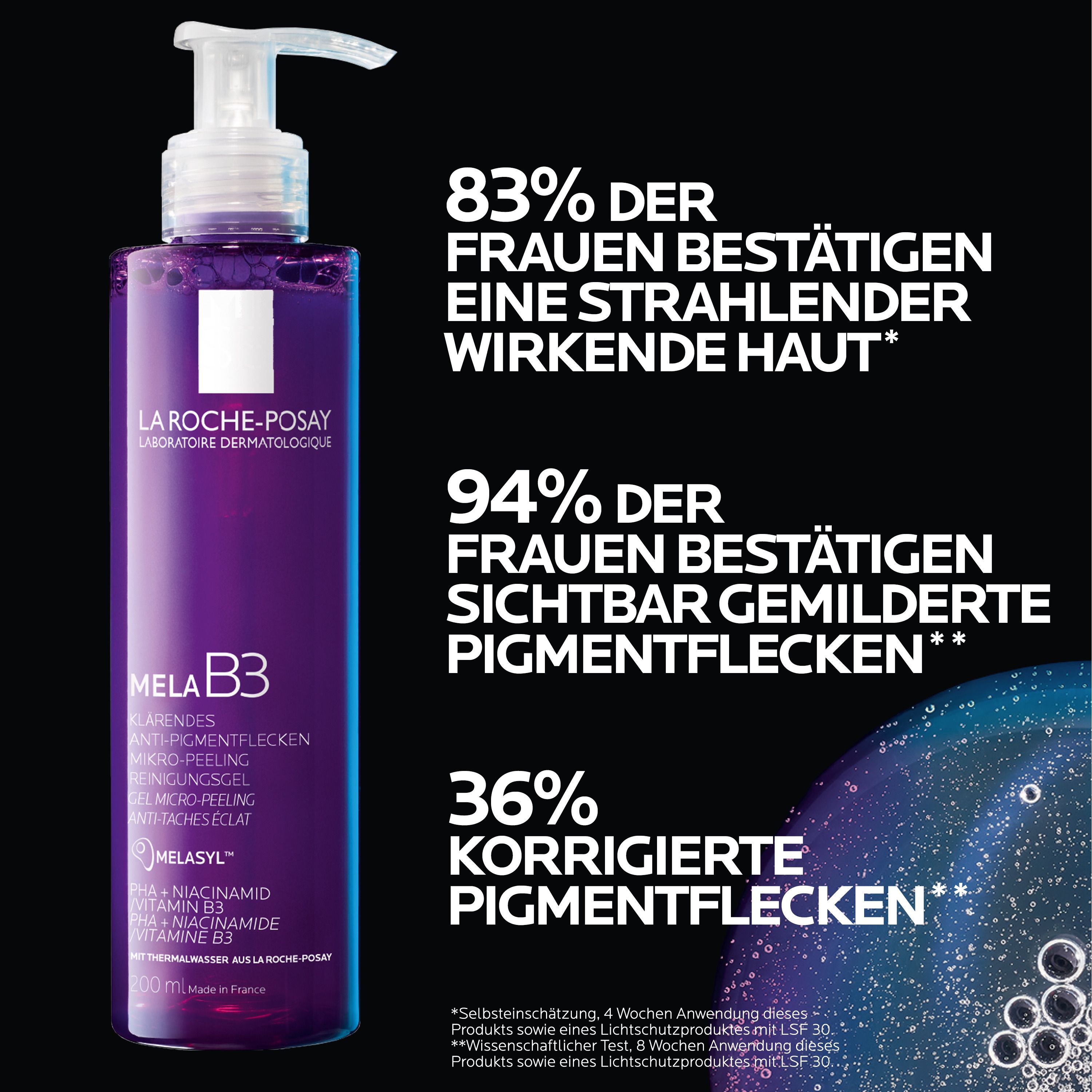 La Roche Posay Mela B3 Klärendes Anti-Pigmentflecken Reinigungsgel mit Melasyl und Niacinamid – für ein sanftes Mikro-Peeling ohne Irritationen.