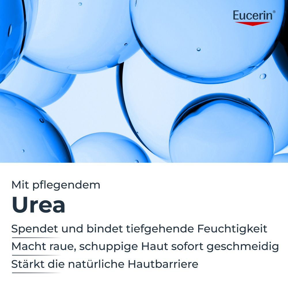 Eucerin UreaRepair mit pflegendem Urea, spendet Feuchtigkeit, macht raue Haut geschmeidig.