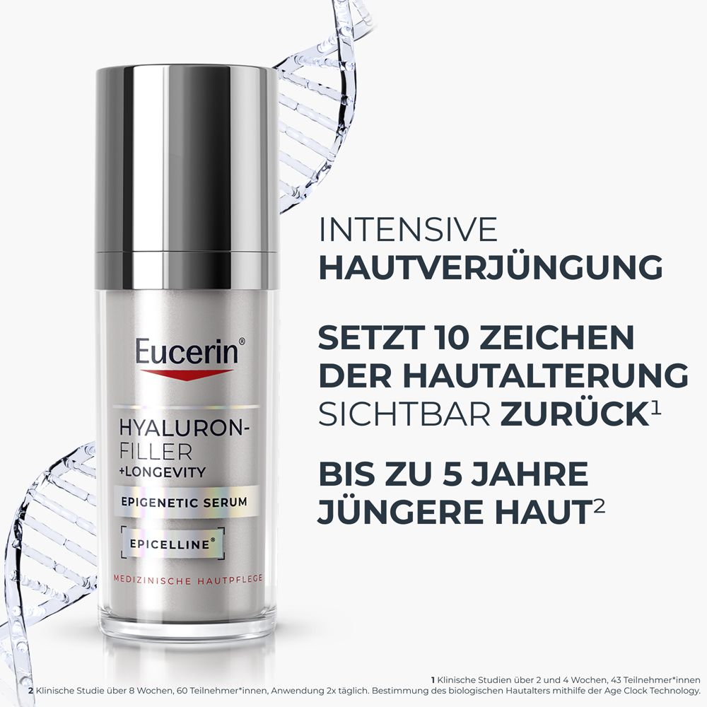 Frauengesicht mit schematischer Darstellung von Hautstraffung und Text zu Ergebnissen in 4 Wochen.