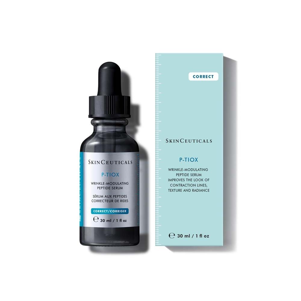SkinCeuticals P-TIOX Sérum et emballage. Flacon avec pipette, 30 ml.