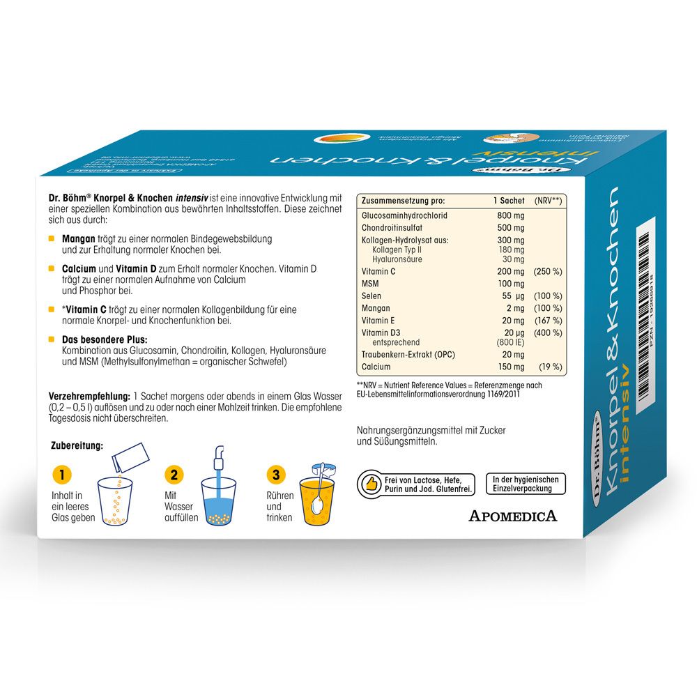 Femme avec le bras sur le coude. Texte : "Extra fort pour les cartilages et les os".