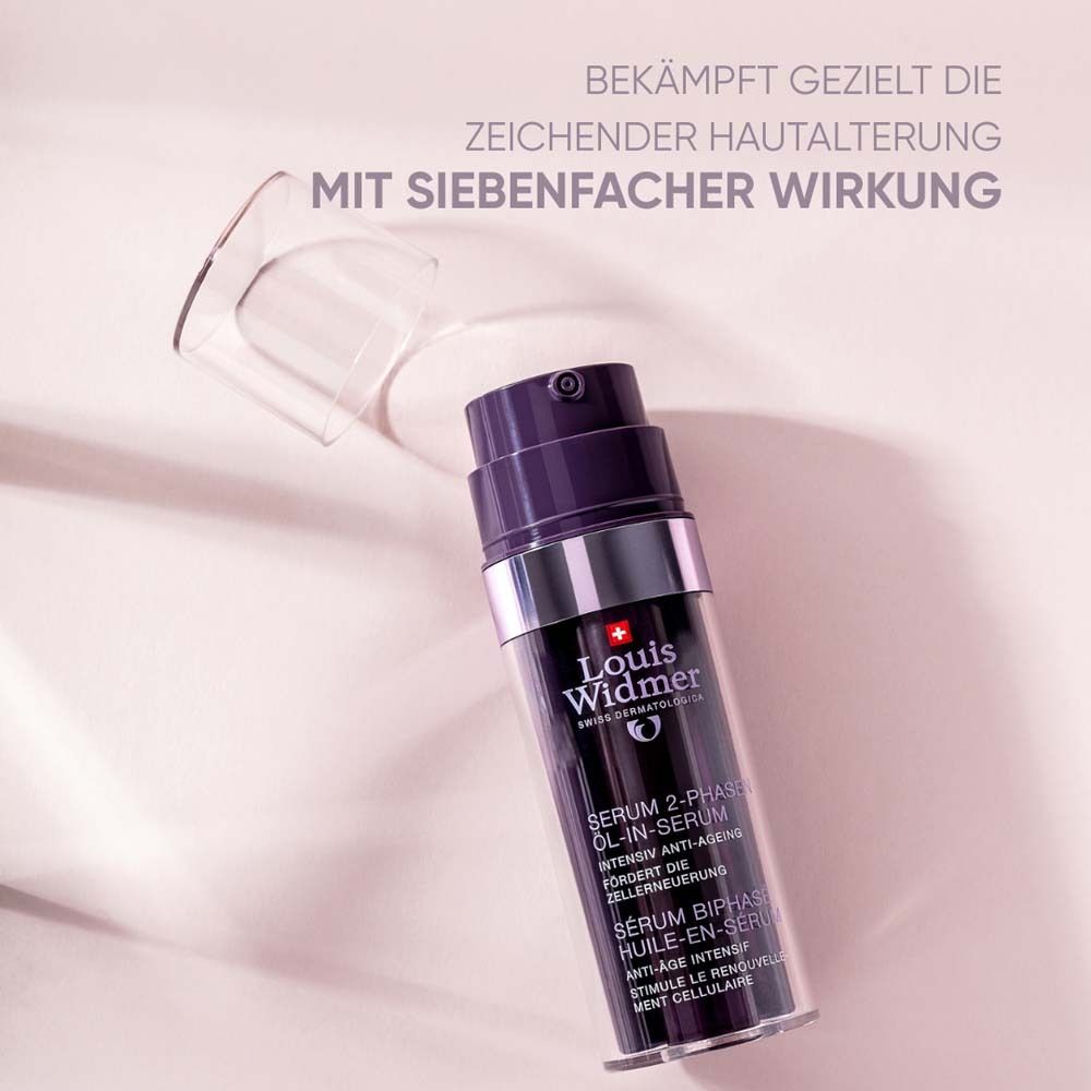 Serum-Flasche. Text: Bekämpft gezielt Zeichen der Hautalterung. Mit siebenfacher Wirkung.