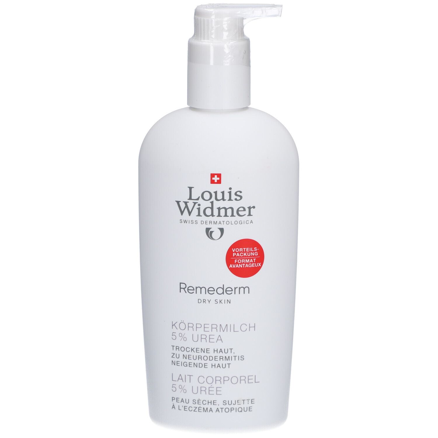 Louis Widmer Remederm Dry Skin Lait corporel 5 % urée non parfumé