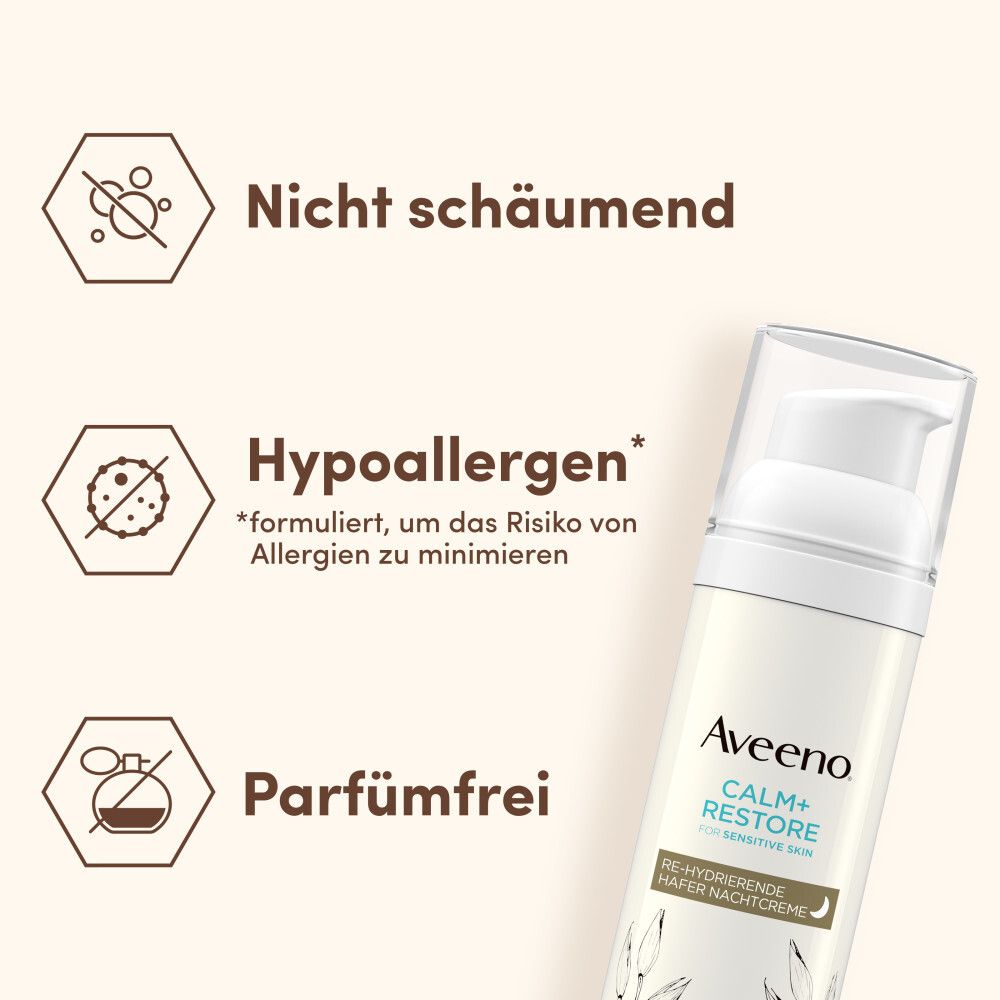 Aveeno® CALM+RESTORE Hafer Nachtcreme mit Sheabutter für empfindliche Haut