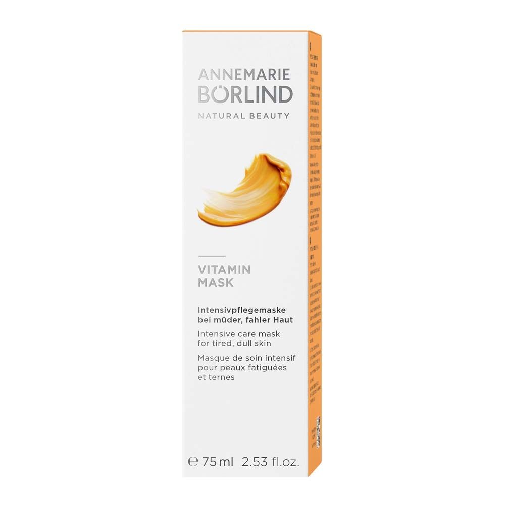 Boîte avec Vitamin Maske. Texte: Annemarie Börlind, Vitamin Maske, masque de soin intensif.
