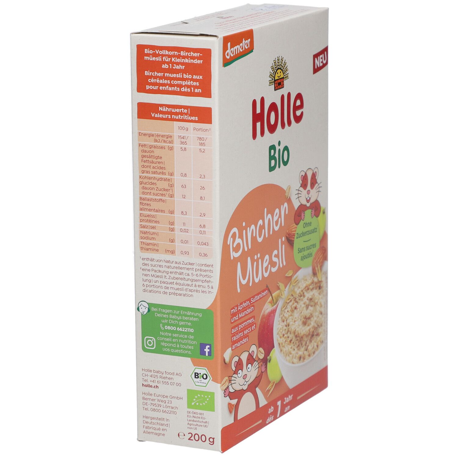 Holle Bio Bircher müesli complet - Pommes, raisins sultanes & amandes