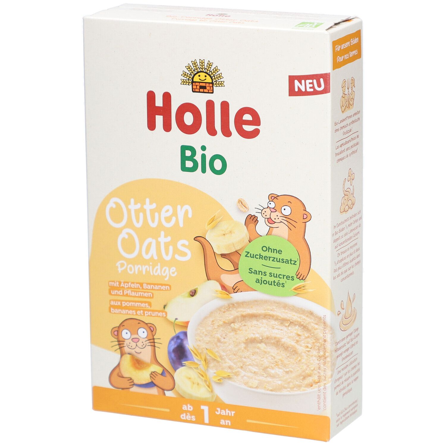 Holle Bio Otter Oats Porridge d'avoine - Avec épeautre, pomme, banane & pruneau